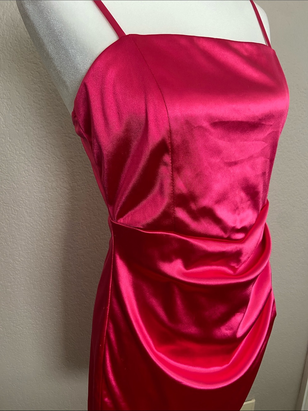 Emerald Sundae Hot Pink Satin Slip Dress, size L. Very flattering design! - Picture 2 of 16